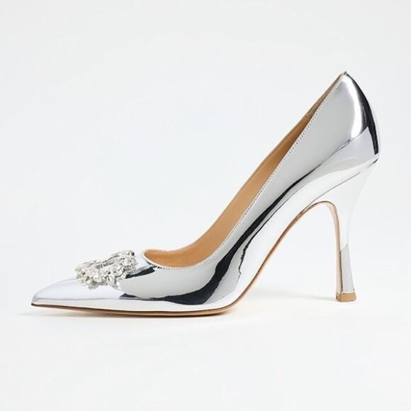 Nalebe Lirum By Amina Means Mirror Silver Pumps Crystals Size 7 - Picture 4 of 15